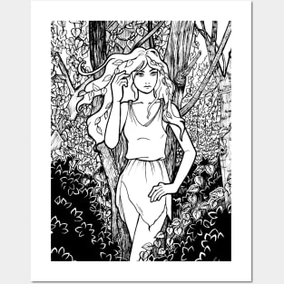 Dryad in an overgrown forest Posters and Art